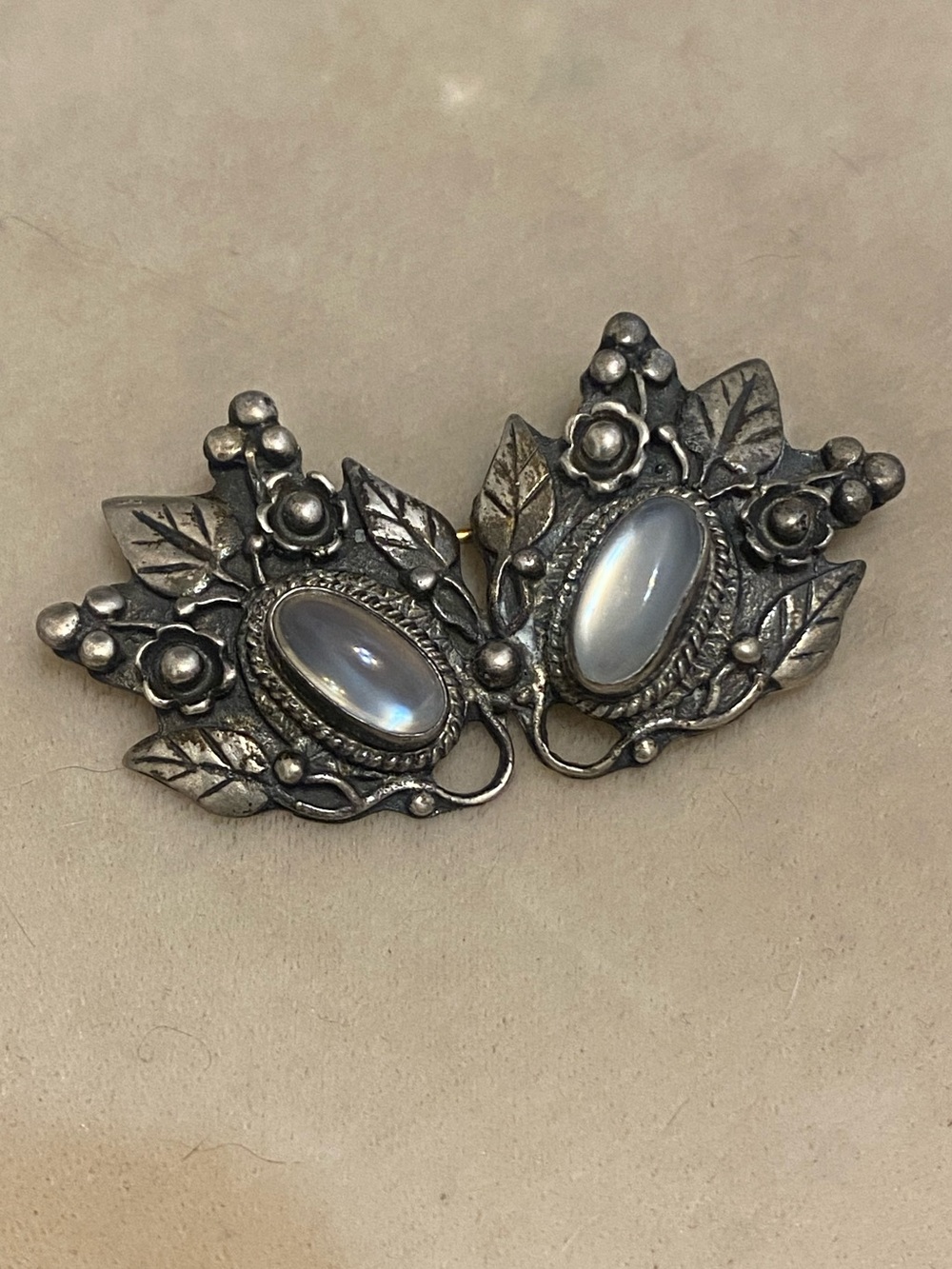 Vintage Sterling Silver Moonstone Brooch 925